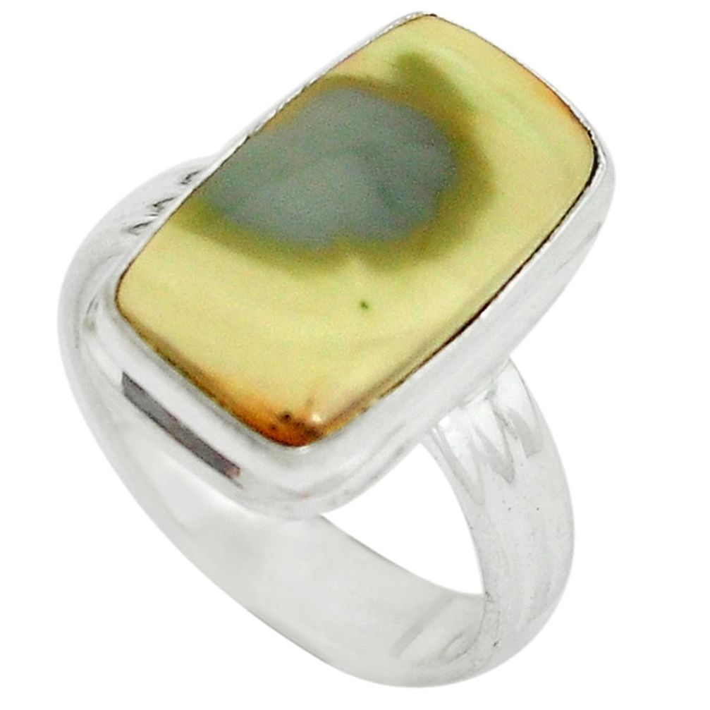 Natural green imperial jasper 925 sterling silver ring size 9 d8855