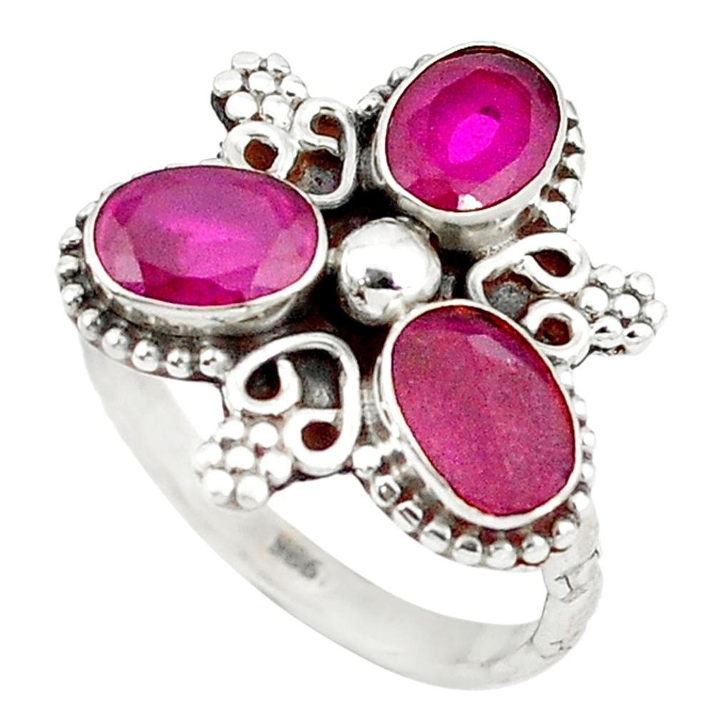 Red ruby quartz oval shape 925 sterling silver ring jewelry size 7.5 d8858