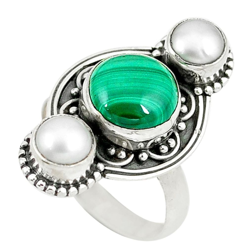 lachite (pilot's stone) pearl 925 silver ring size 7 d8901