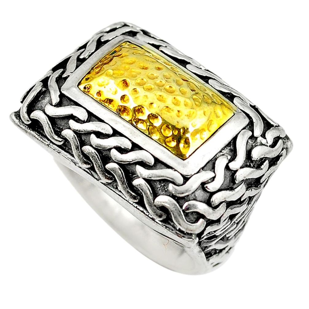 style solid 925 silver 14k gold mens ring jewelry size 9 d9041