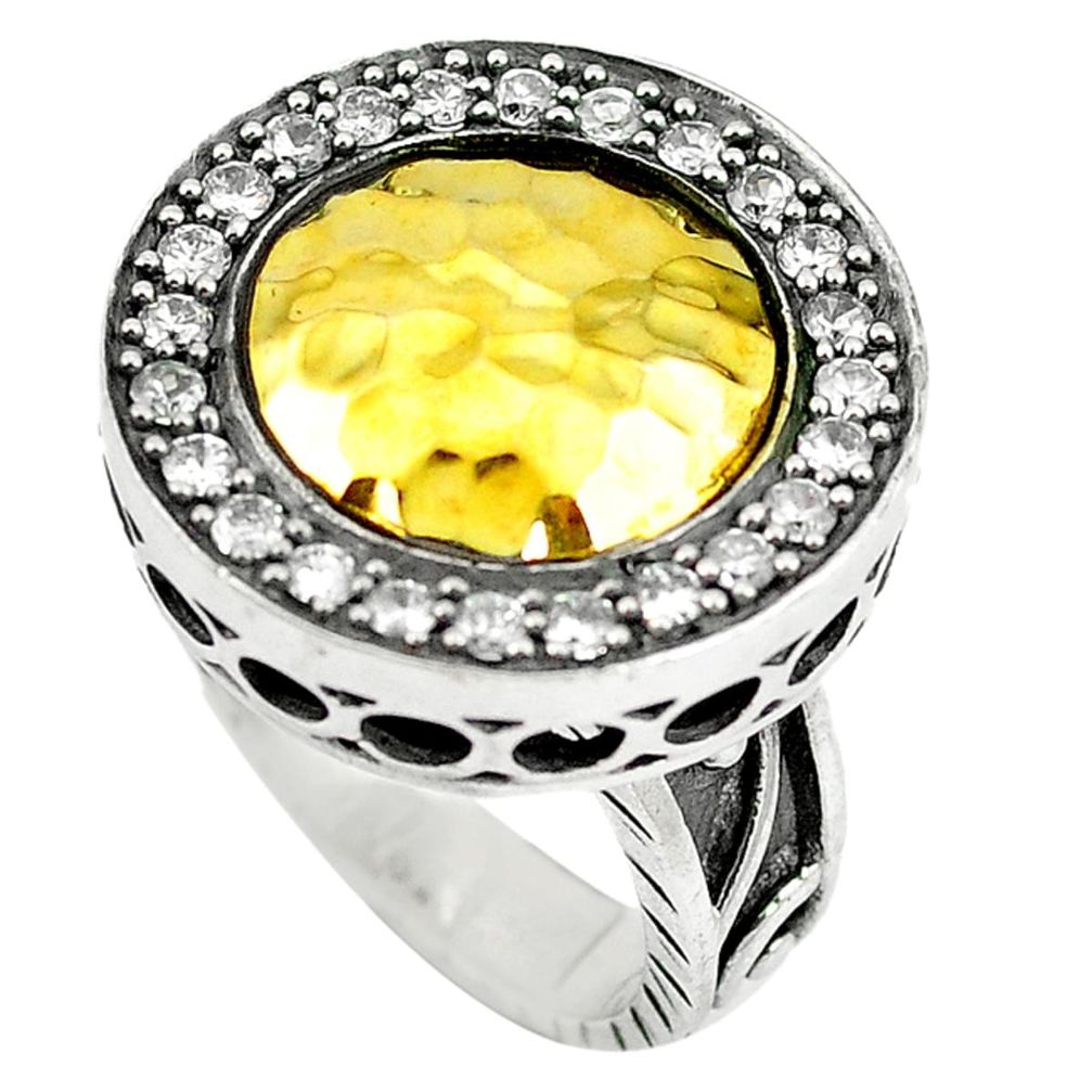 925 sterling silver natural white topaz 14k gold mens ring jewelry size 9 d9060