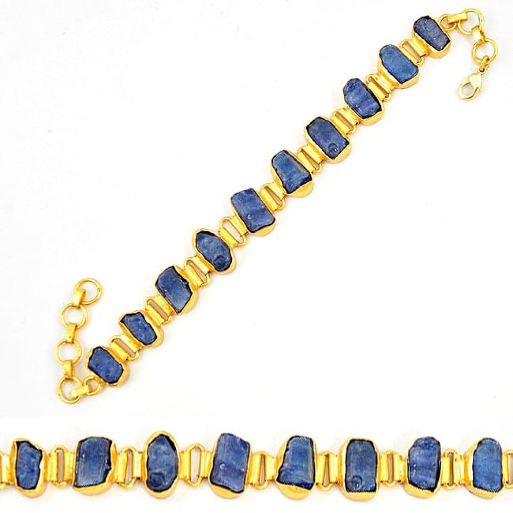 Blue sapphire druzy 14K gold over brass handmadetennis bracelet healing crystals f2834