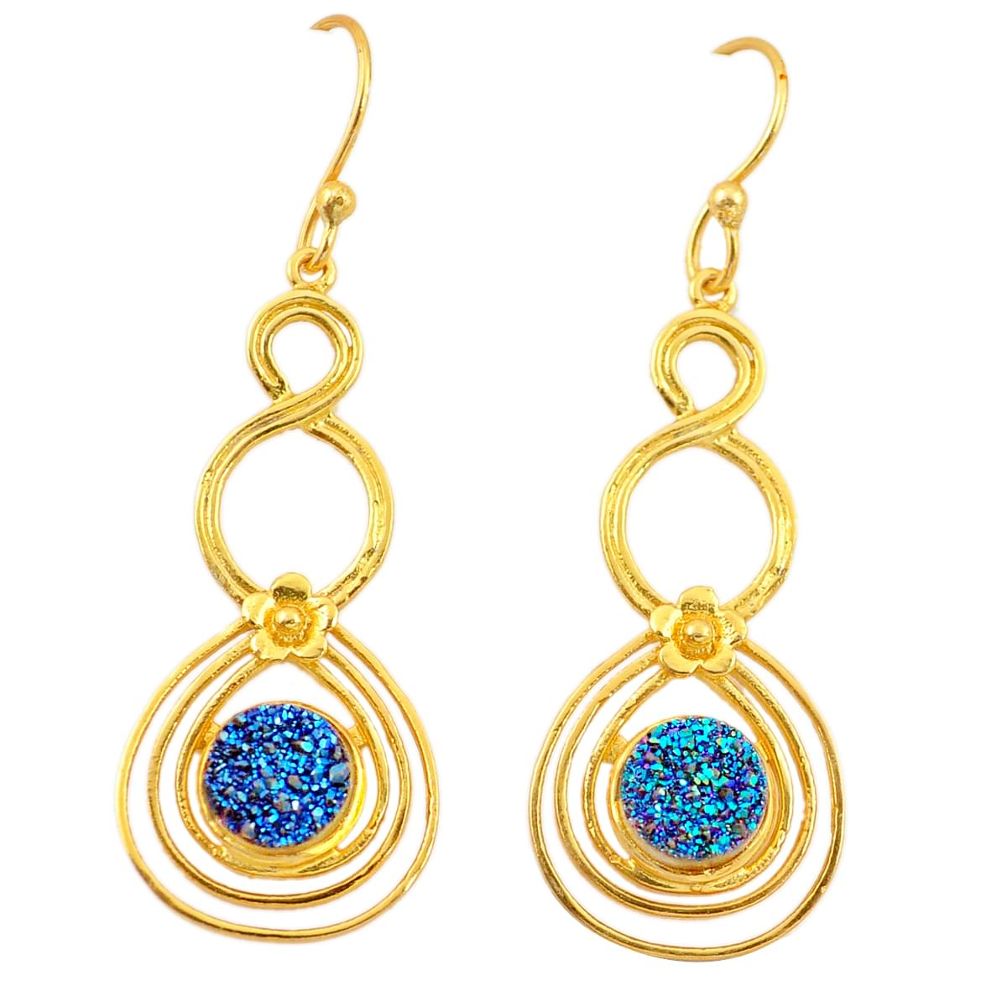 Titanium druzy 14K gold over brass handmade  flower earrings jewelry f4127