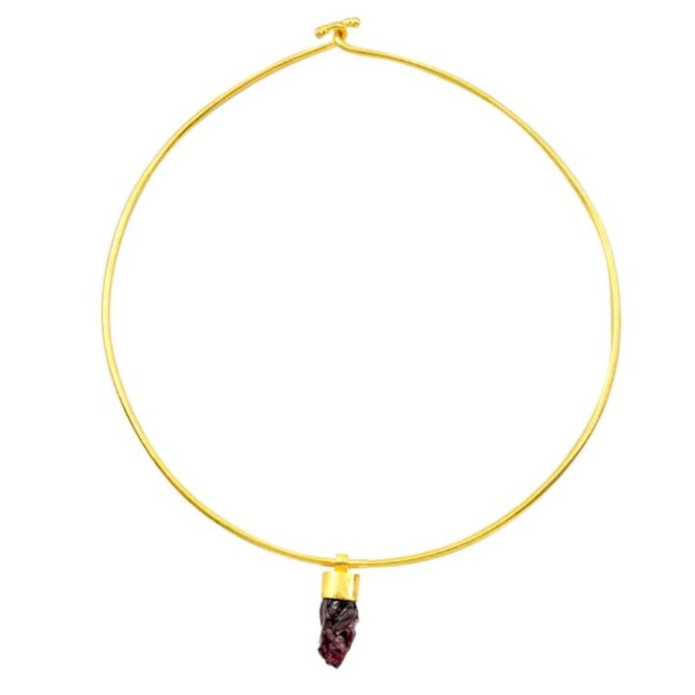 Natural purple amethyst rough 14K gold over brass handmade adjustable necklace f3143