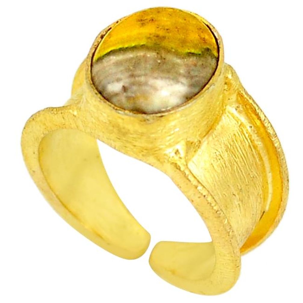 Bumble bee australian jasper 14K gold over brass handmadeadjustable ring size 7 f2710