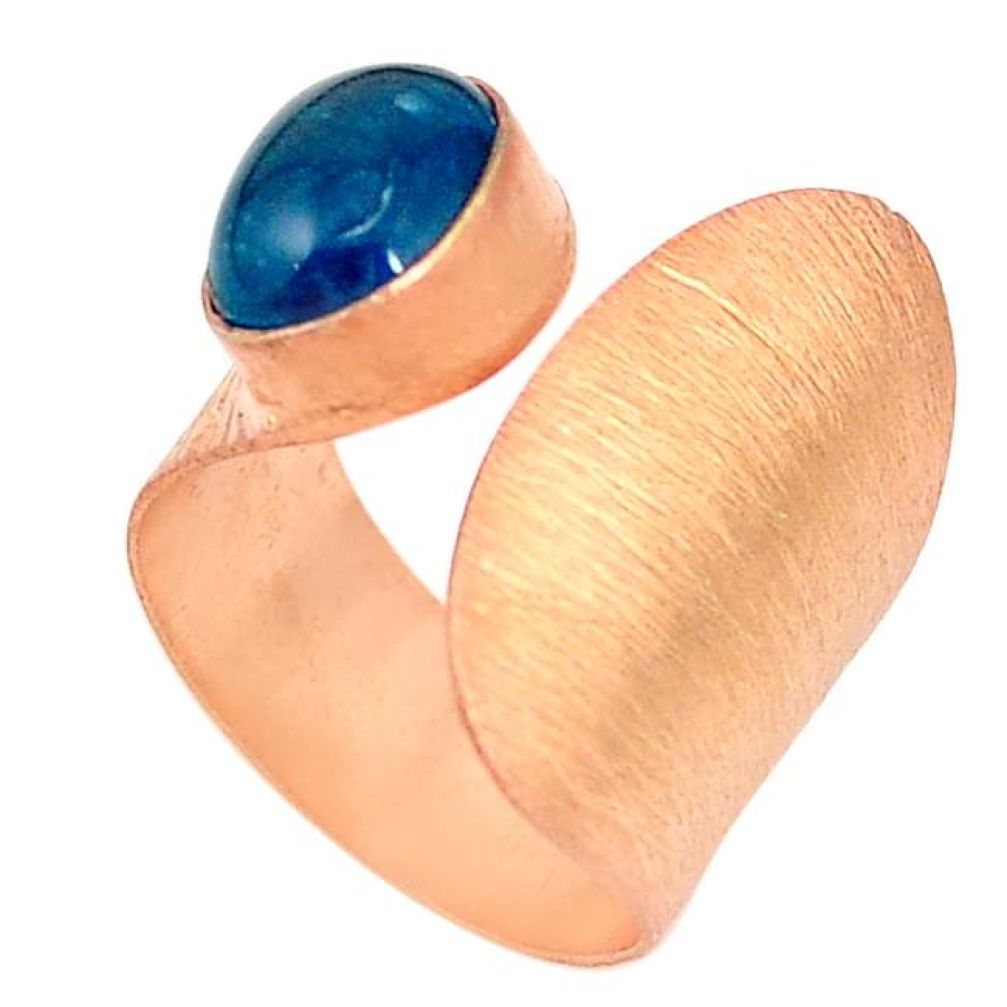 Natural apatite (madagascar) rose 14K gold over brass handmadeadjustable ring size 7.5 f2747