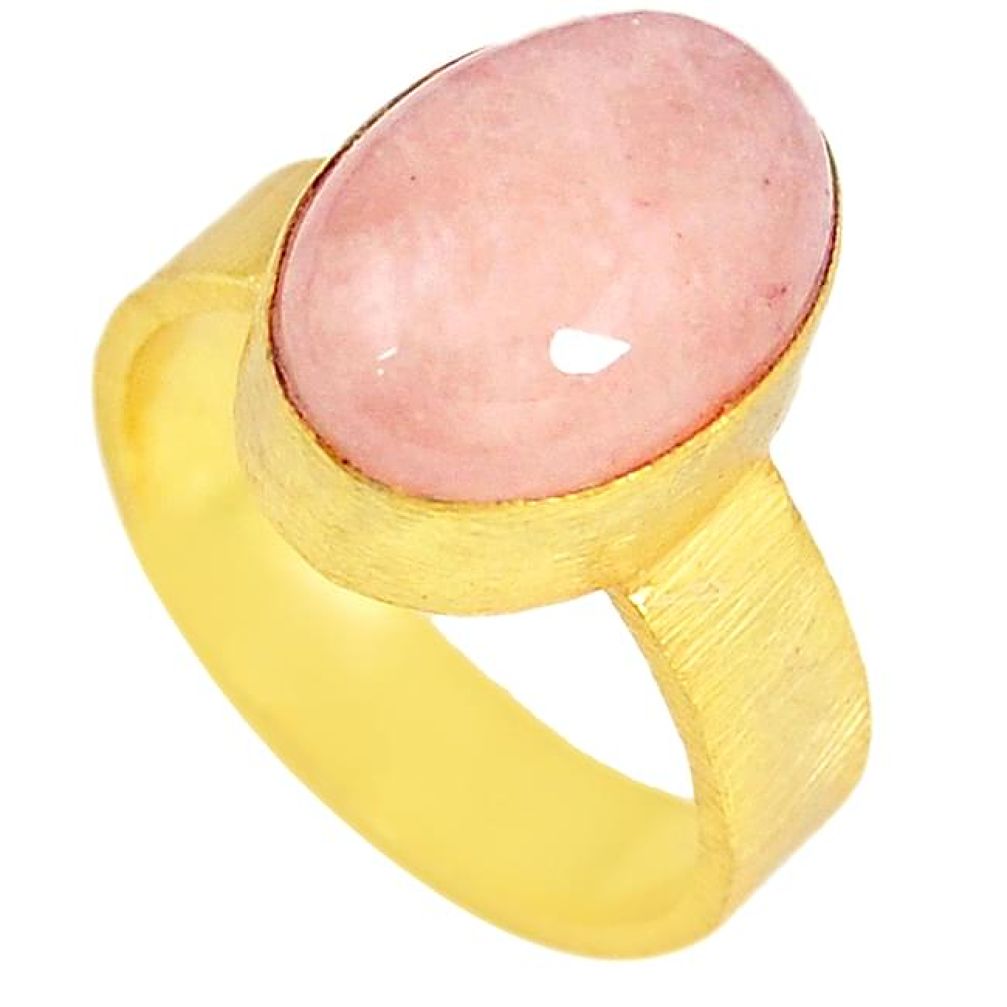 Natural pink morganite 14K gold over brass handmade ring size 6.5 f3357