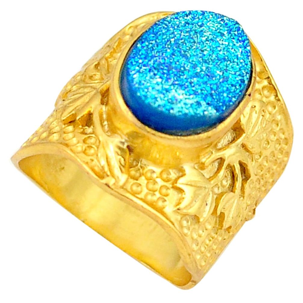 Titanium druzy 14K gold over brass handmade  ring jewelry size 6.5 f3854