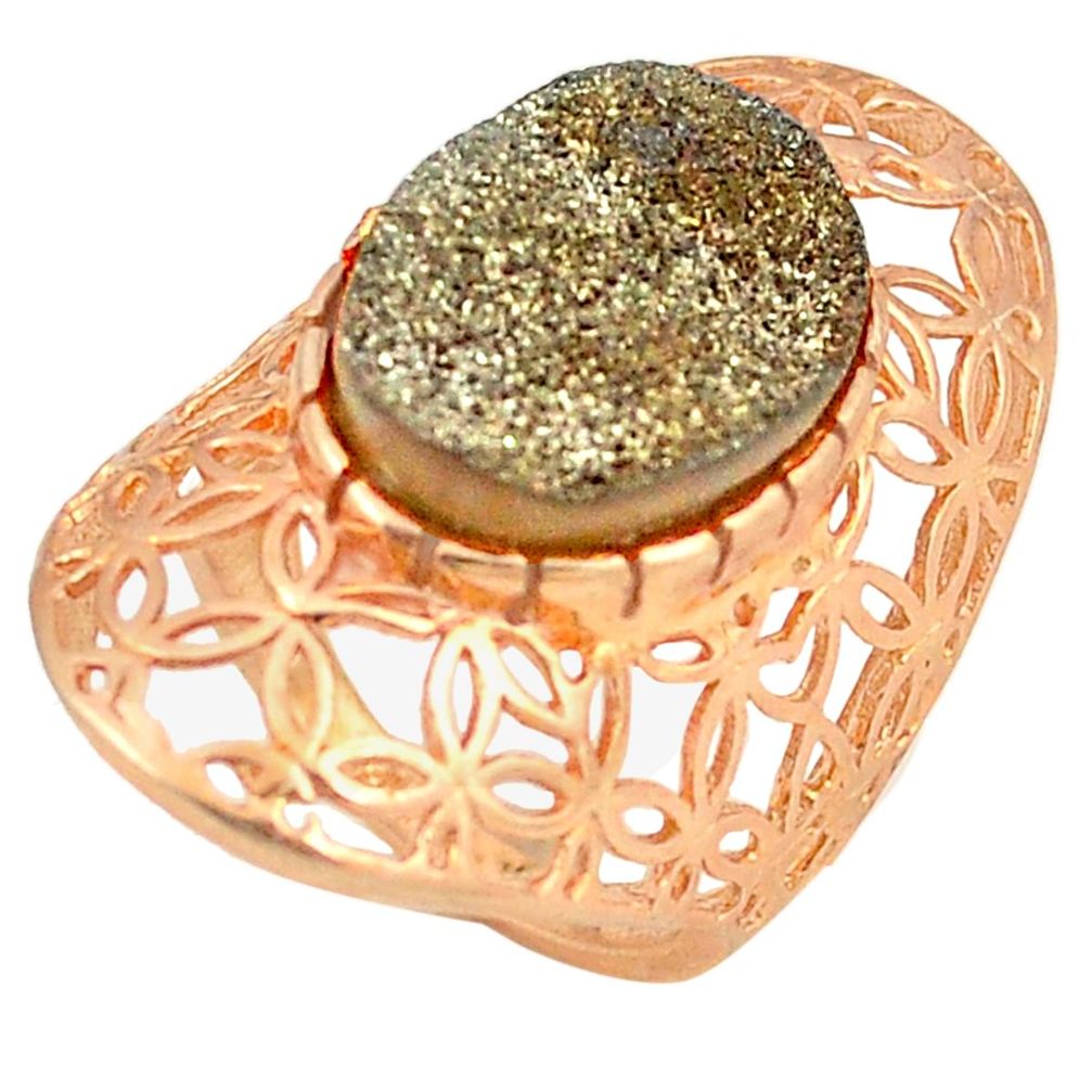 Bronze druzy 14K gold over brass handmade ring jewelry size 6 f3878