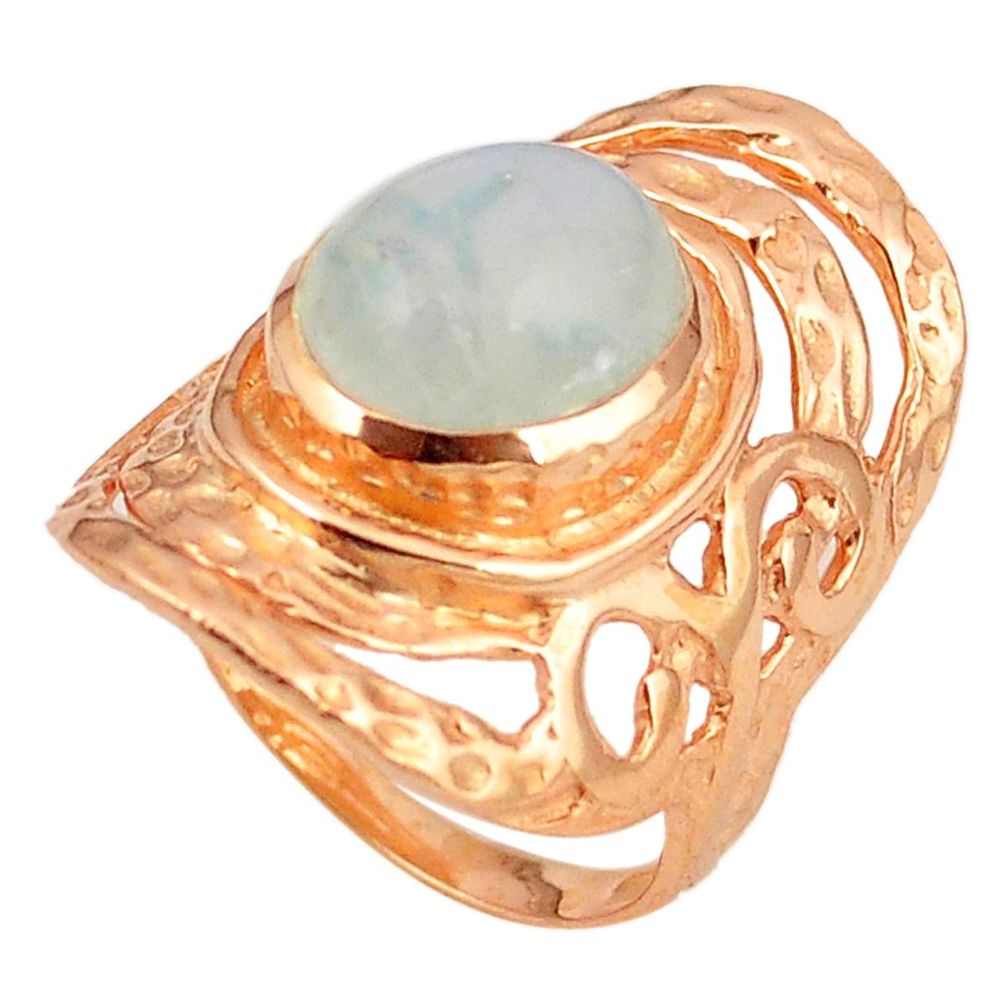 Natural rainbow moonstone 14K gold over brass handmade  ring size 9 f3940