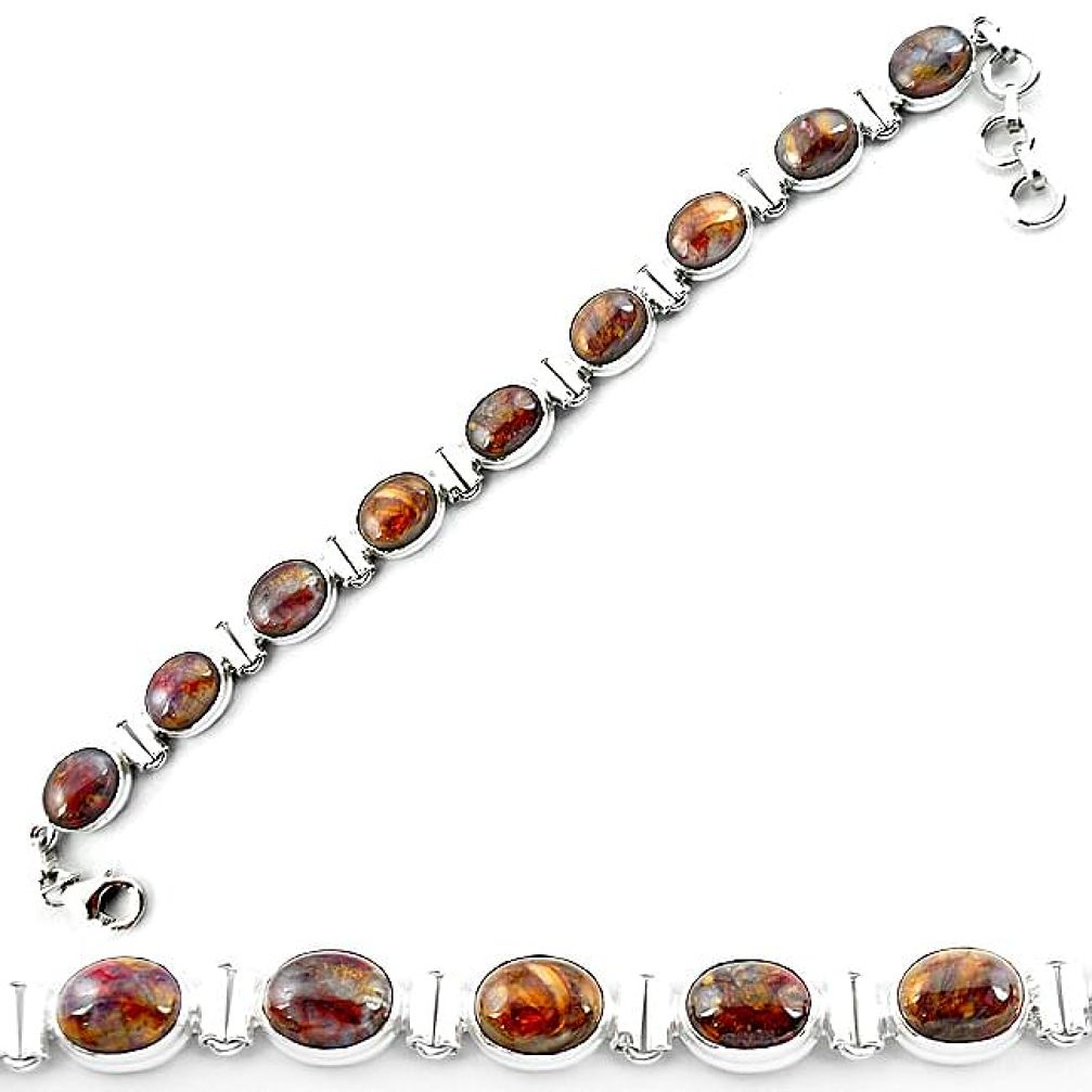 Clearance-Natural brown pietersite (african) 925 sterling silver tennis bracelet k73985