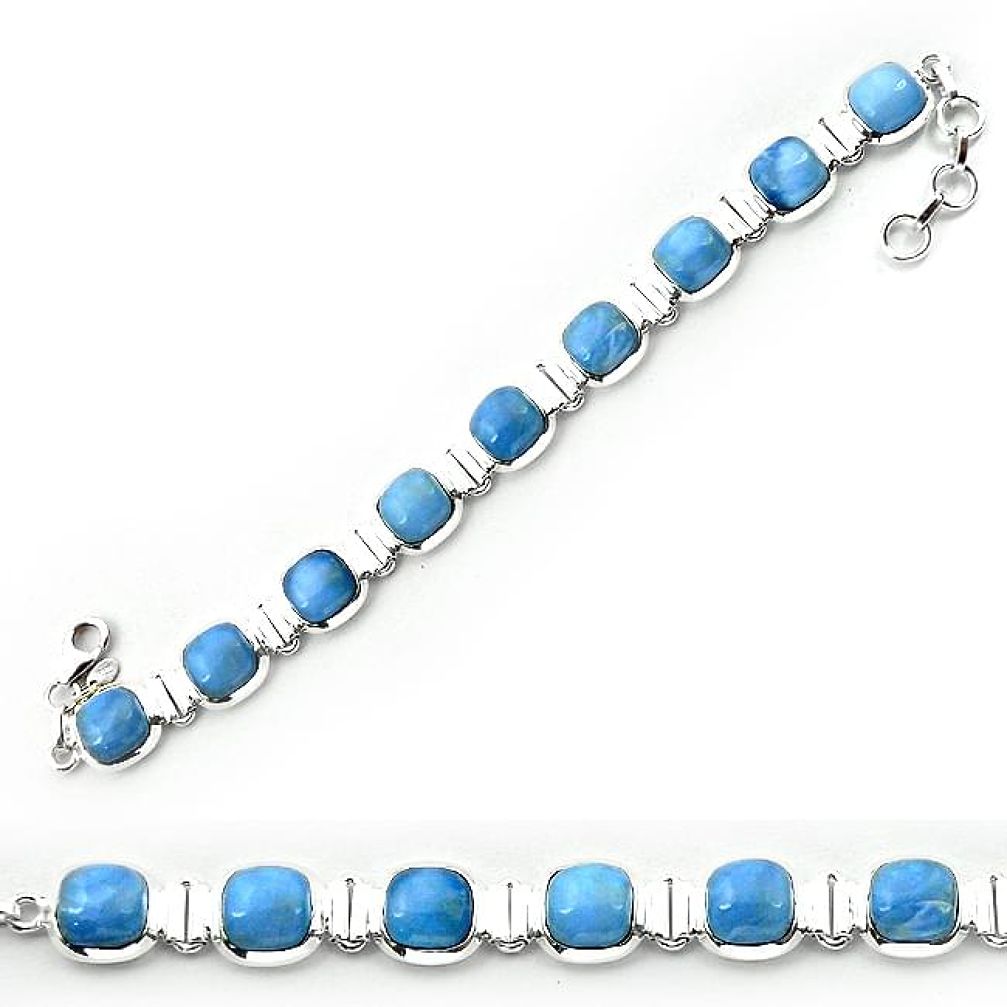 Clearance-925 sterling silver natural blue owyhee opal bracelet jewelry k77315