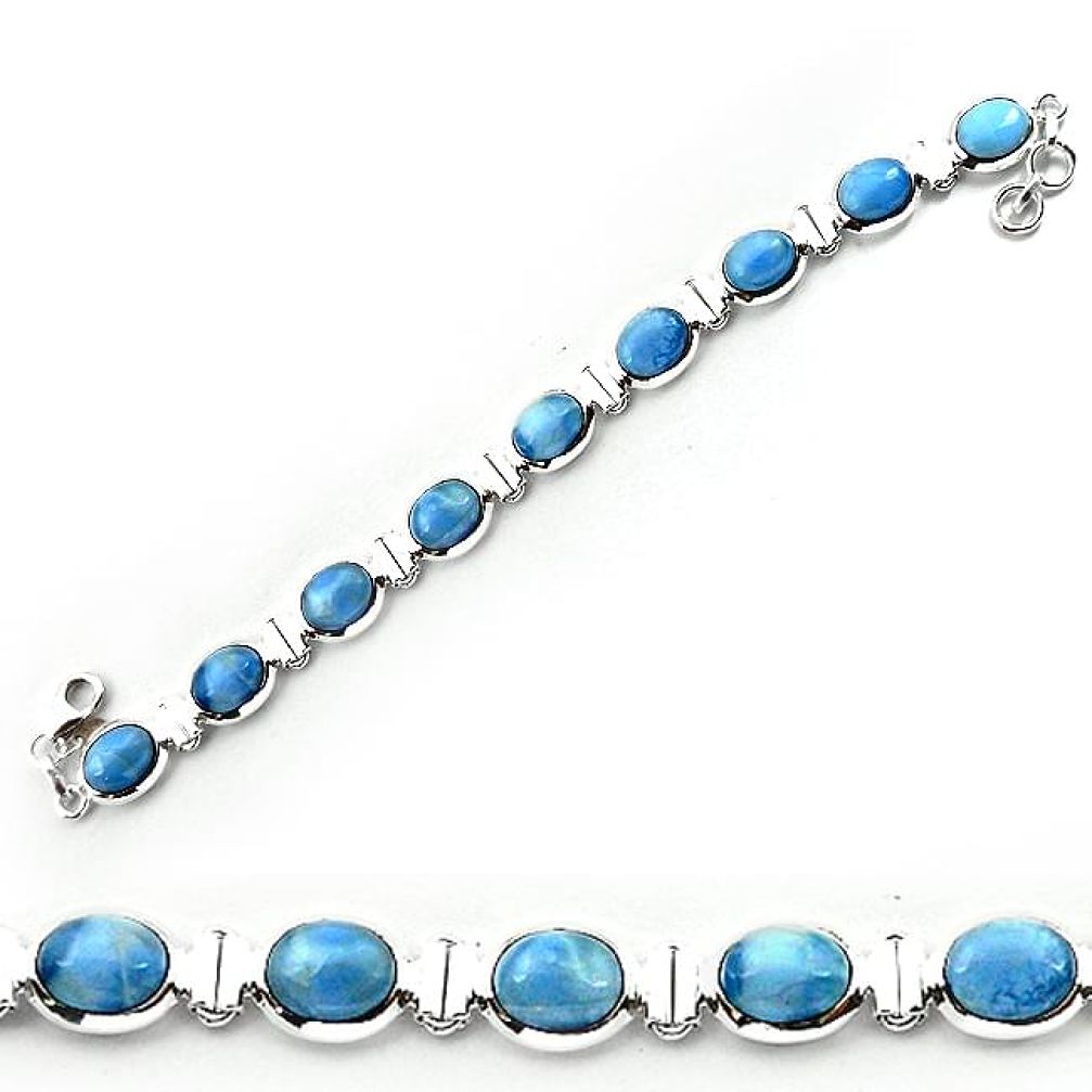 Clearance-Natural blue owyhee opal 925 sterling silver bracelet jewelry k77316