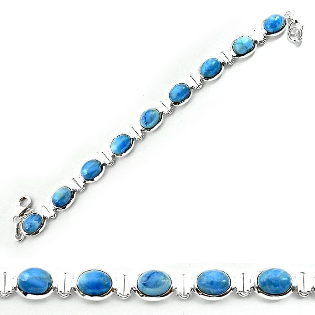 Clearance-Natural blue owyhee opal 925 sterling silver bracelet jewelry k77319