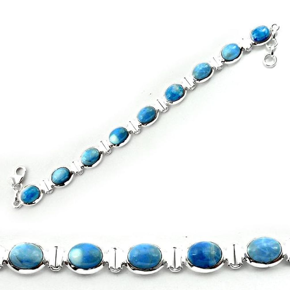 Clearance-925 sterling silver natural blue owyhee opal bracelet jewelry k77320