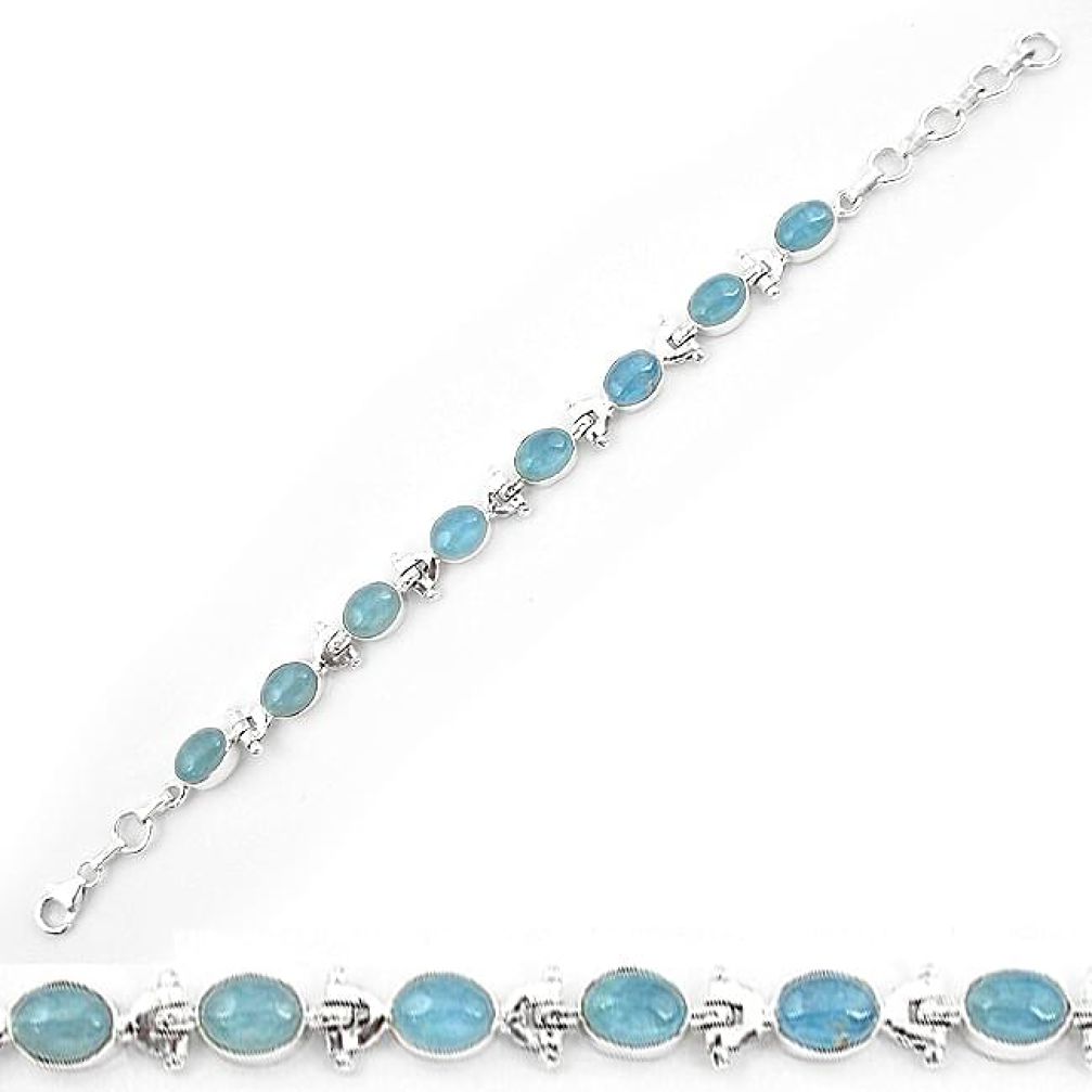 Natural blue aquamarine 925 sterling silver tennis bracelet jewelry k85132