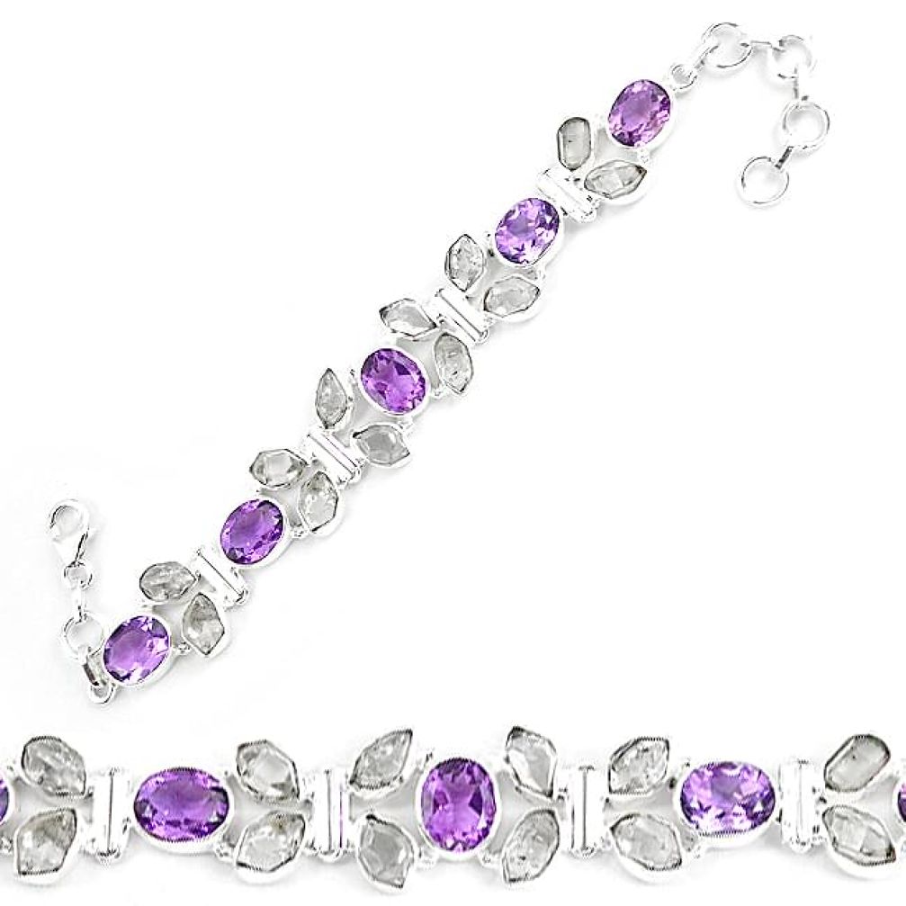 925 silver natural white herkimer diamond amethyst tennis bracelet k85784