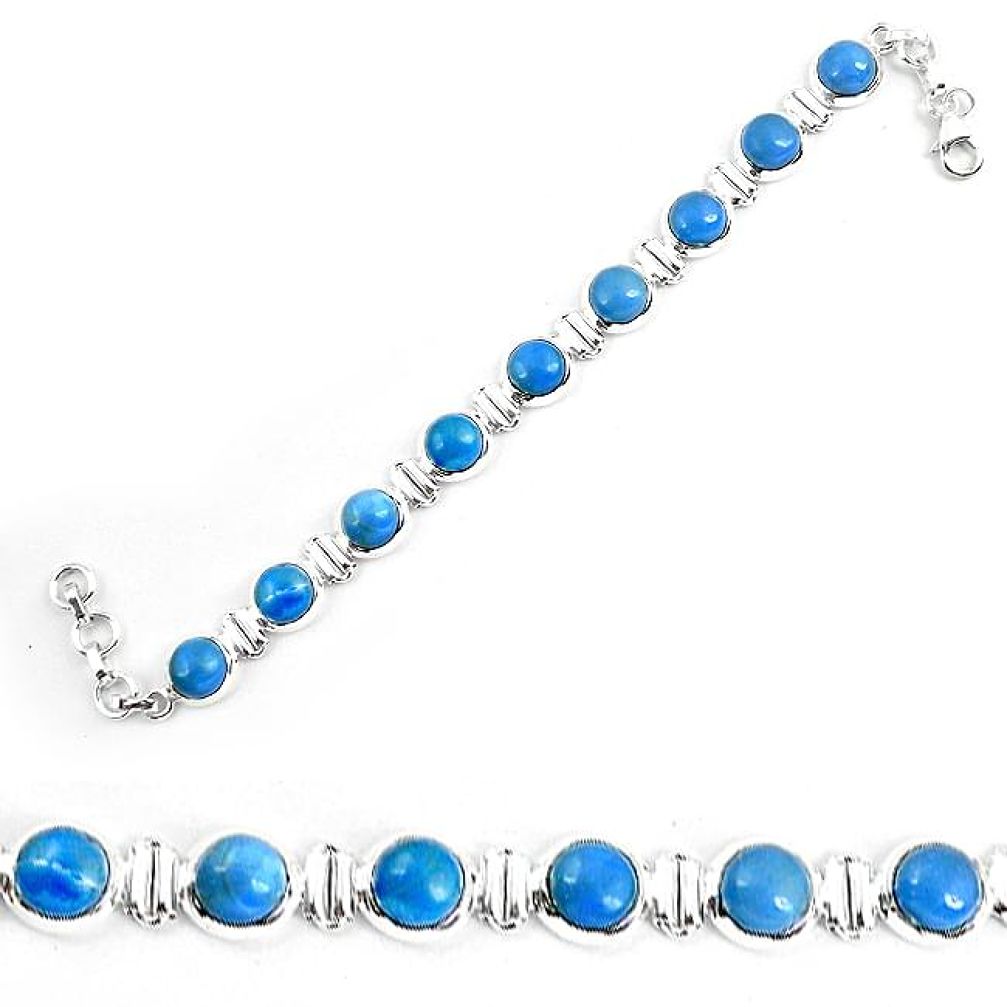 Natural blue owyhee opal 925 sterling silver bracelet jewelry k86654