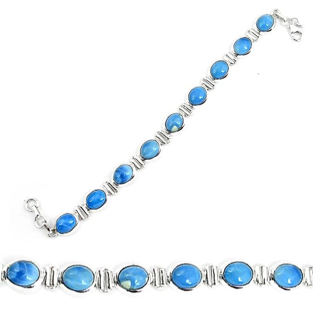 925 sterling silver natural blue owyhee opal oval bracelet jewelry k86656