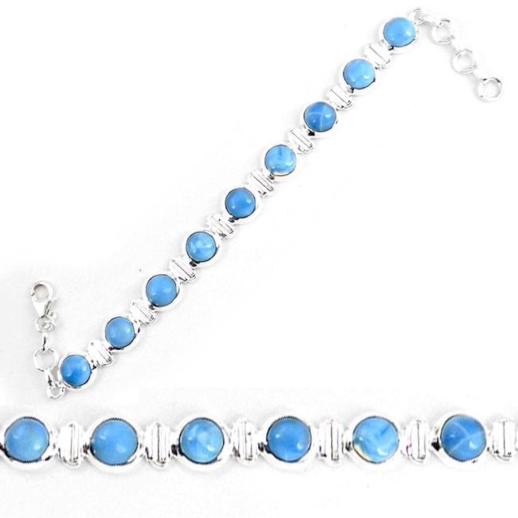 Natural blue owyhee opal 925 sterling silver tennis bracelet jewelry k86667