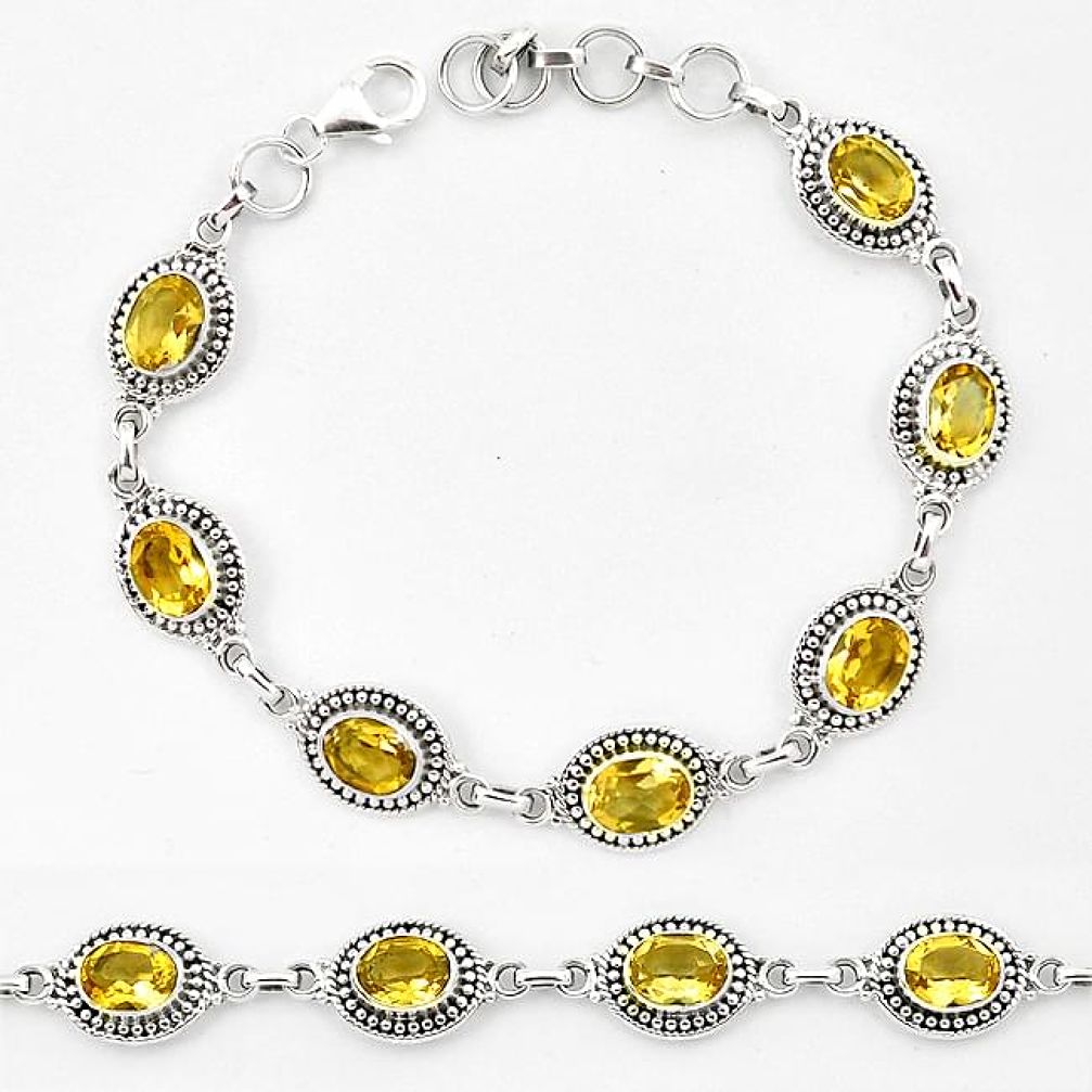 Natural yellow citrine 925 sterling silver tennis bracelet jewelry k90920
