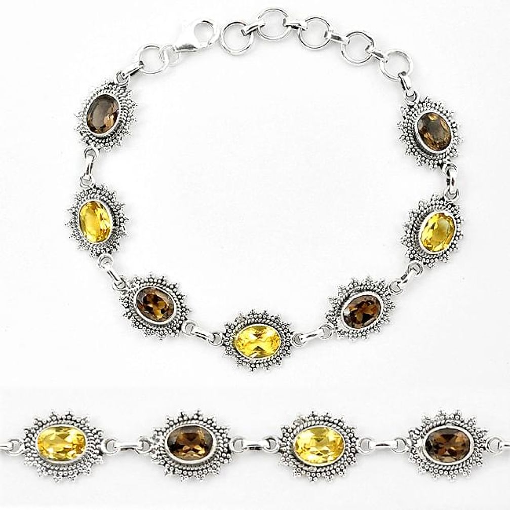 925 sterling silver brown smoky topaz citrine tennis bracelet jewelry k90940