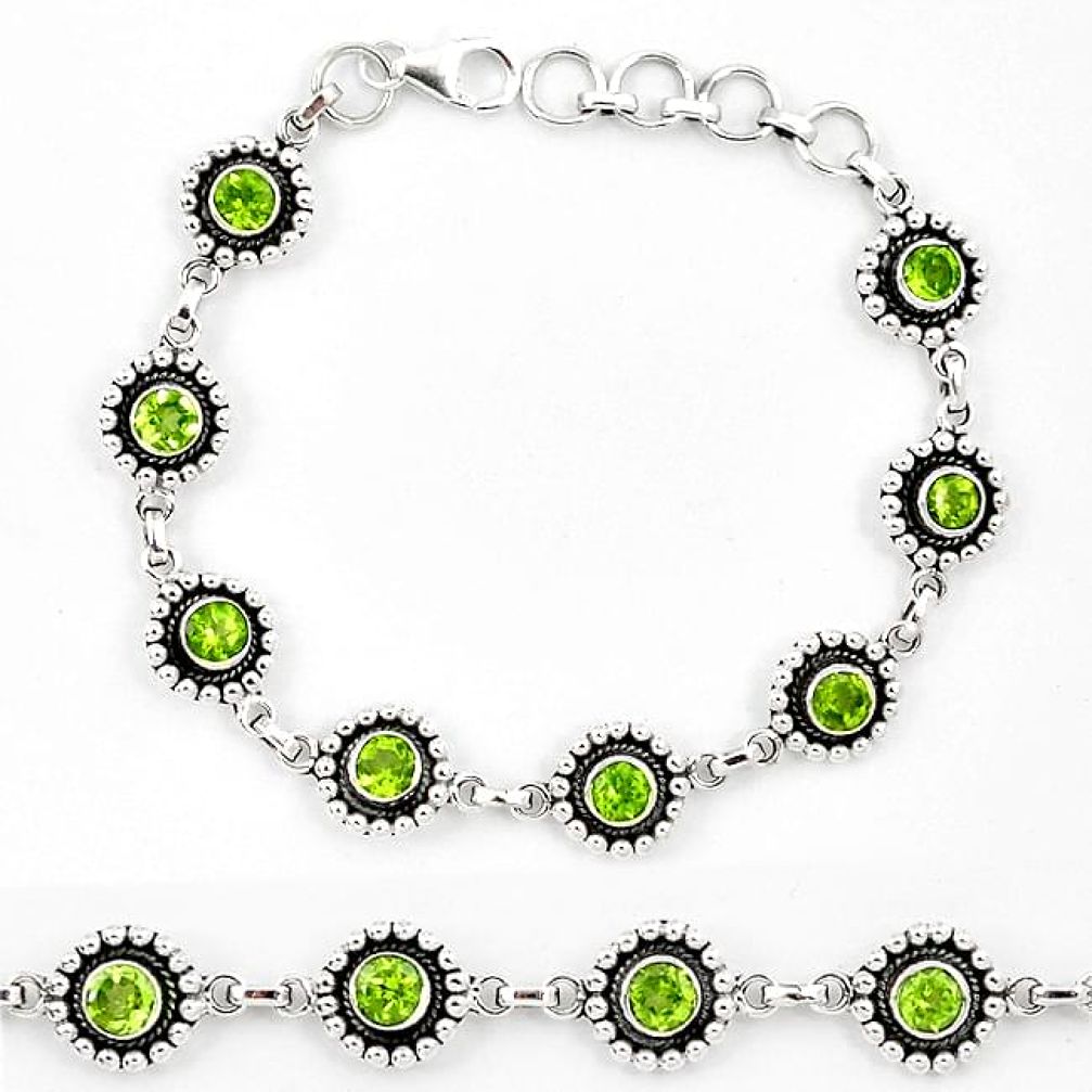 925 sterling silver natural green peridot tennis bracelet jewelry k90950