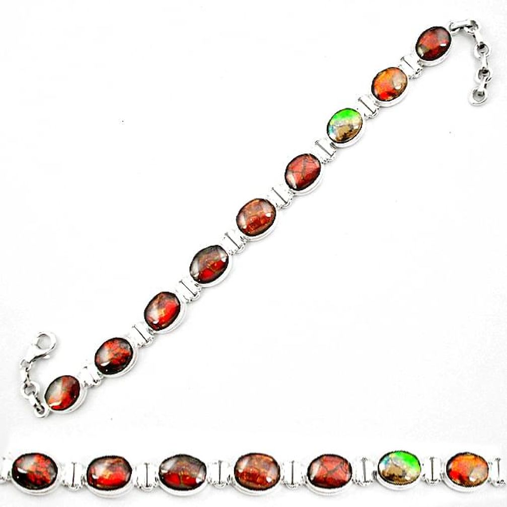 925 silver natural ammolite (canadian) tennis bracelet k91695