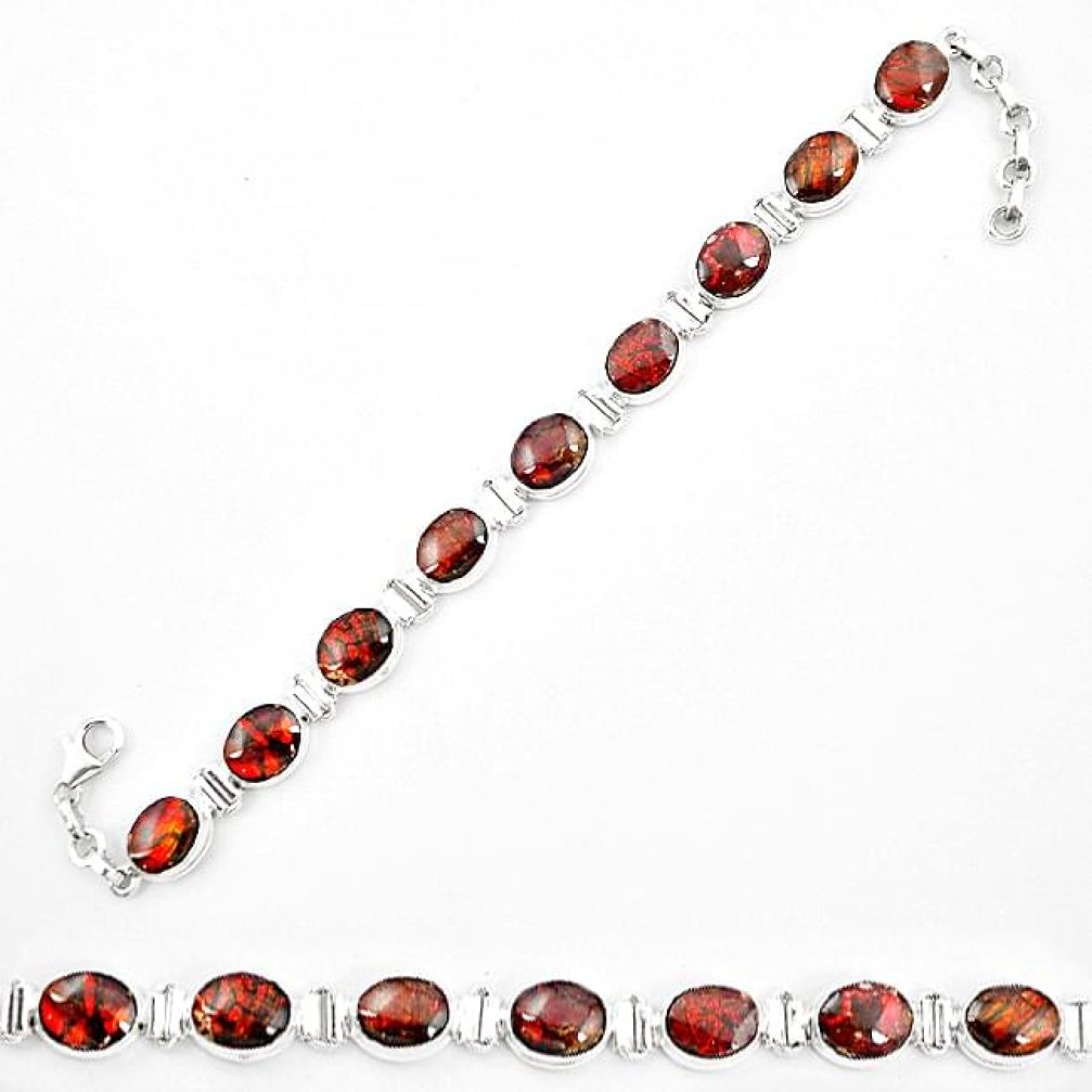 Natural ammolite (canadian) 925 silver tennis bracelet k91699