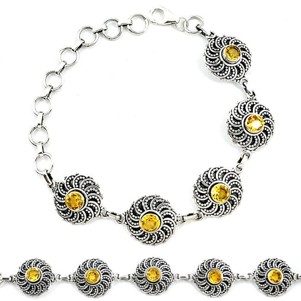 Natural yellow citrine 925 sterling silver tennis bracelet jewelry k92122