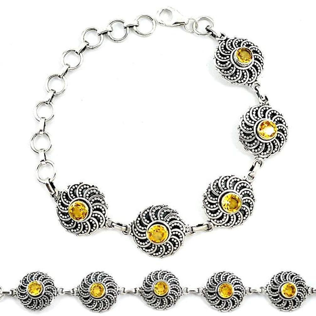 Natural yellow citrine 925 sterling silver tennis bracelet jewelry k92123