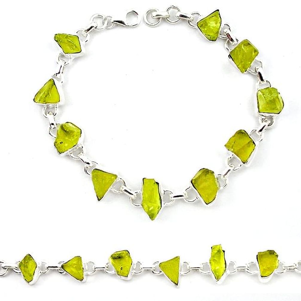 Natural lemon topaz rough 925 sterling silver tennis bracelet jewelry k92441