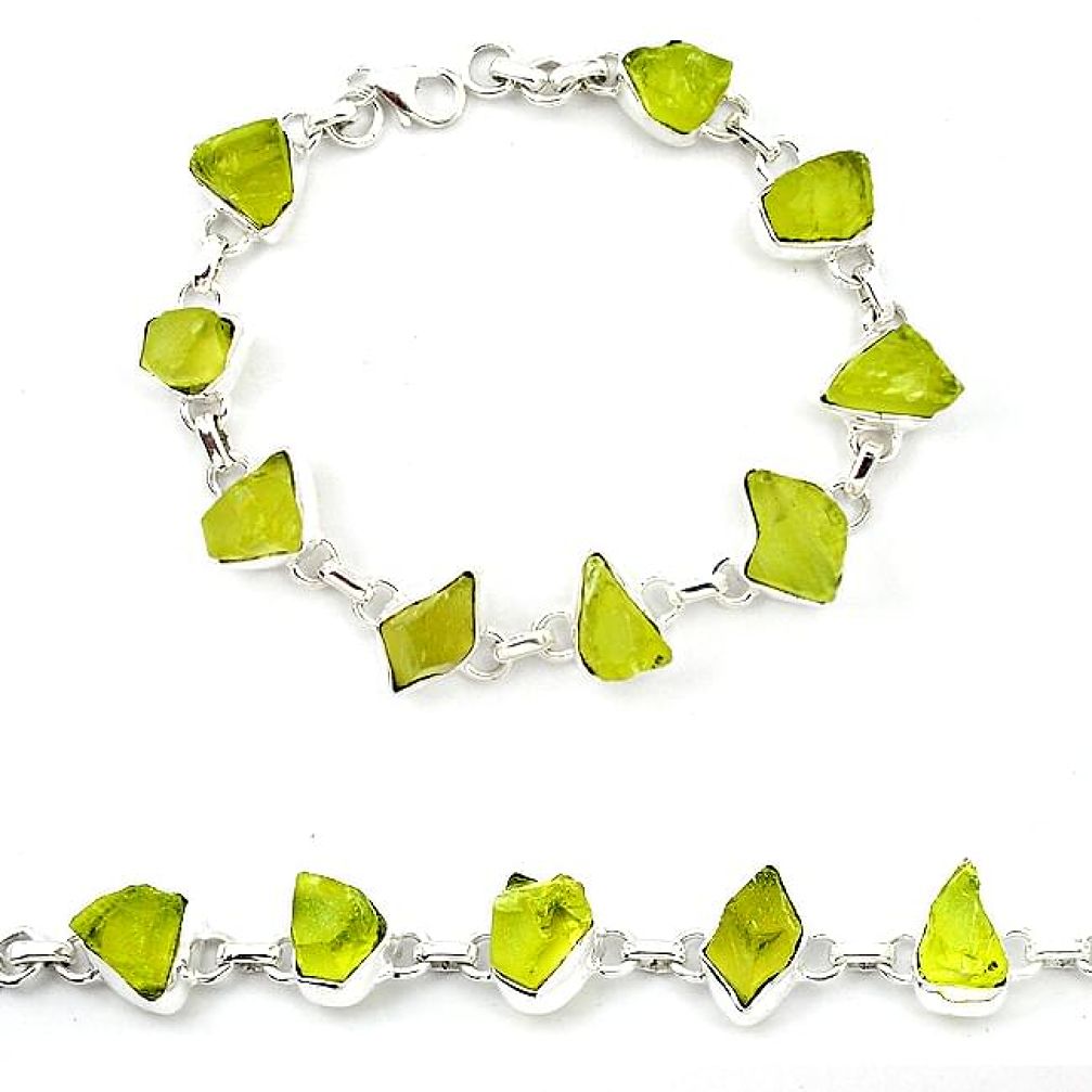 925 sterling silver natural lemon topaz rough tennis bracelet jewelry k92444