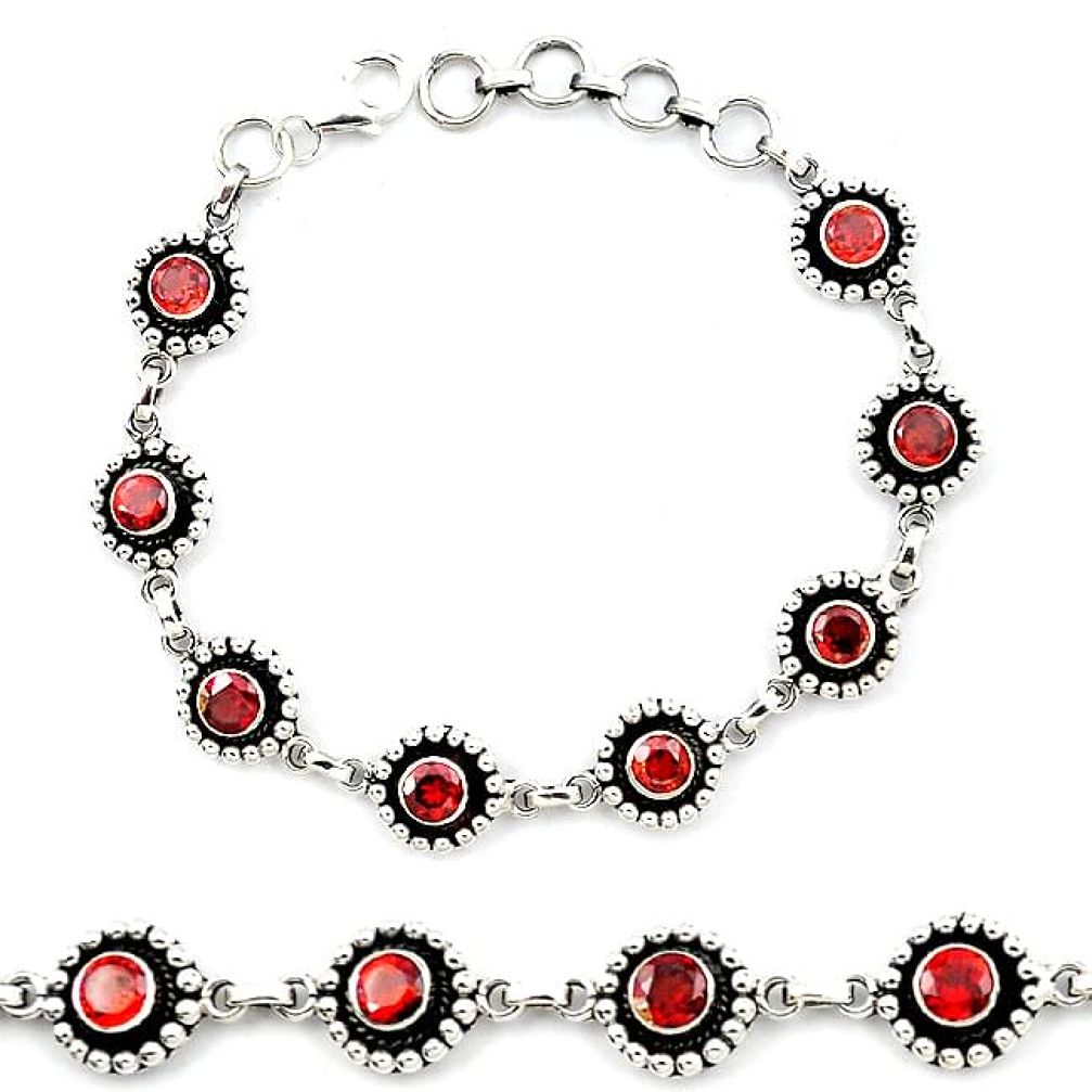 Natural red garnet 925 sterling silver tennis bracelet jewelry k92521