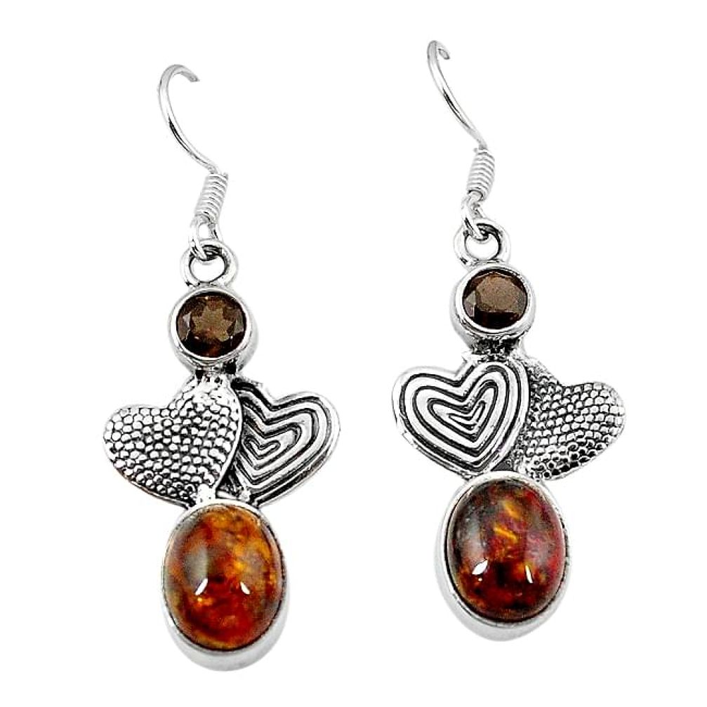 925 silver natural brown pietersite (african) couple hearts earrings k61964
