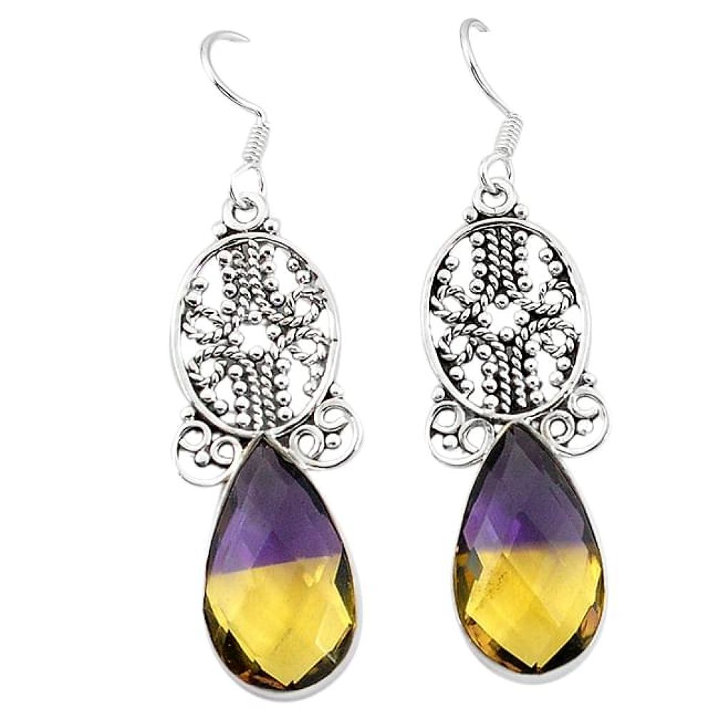 Clearance-Multi color ametrine (lab) 925 sterling silver dangle earrings k62262