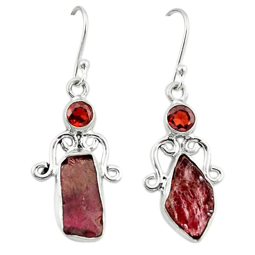 Clearance-925 silver natural red garnet rough garnet dangle earrings jewelry k62538