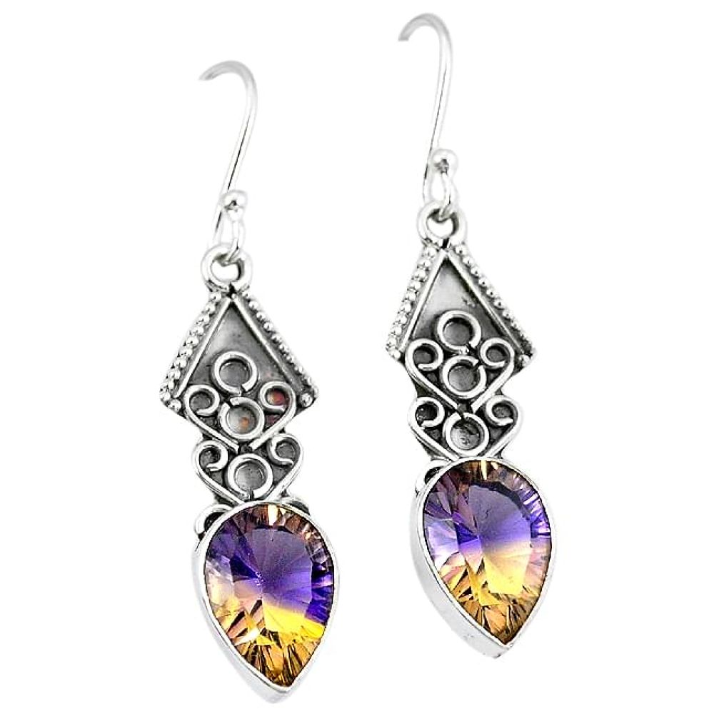 Clearance-Multi color ametrine (lab) 925 sterling silver dangle earrings k63661