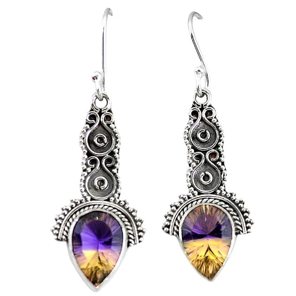 Multi color ametrine (lab) 925 sterling silver dangle earrings k63691