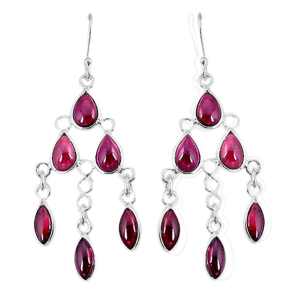 Clearance-925 sterling silver natural red garnet chandelier earrings jewelry k64250