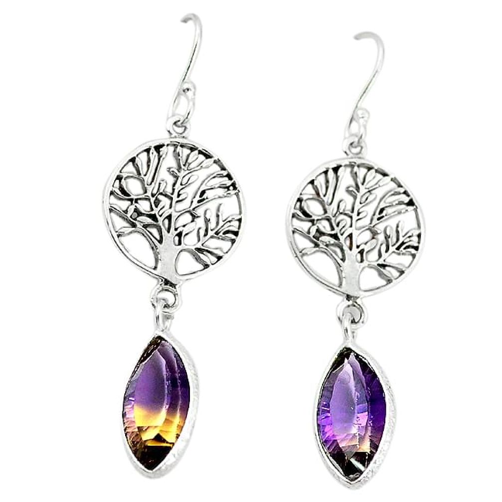 Clearance-Multi color ametrine (lab) 925 silver tree of life earrings jewelry k66910