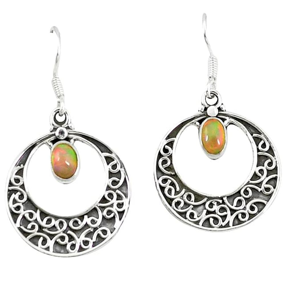 Clearance-Natural multi color ethiopian opal 925 silver dangle earrings jewelry k67434