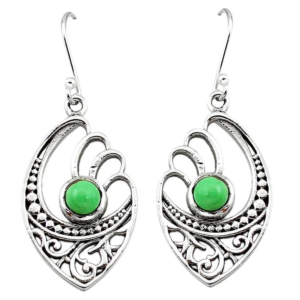 Clearance-Natural green variscite 925 sterling silver dangle earrings jewelry k70964