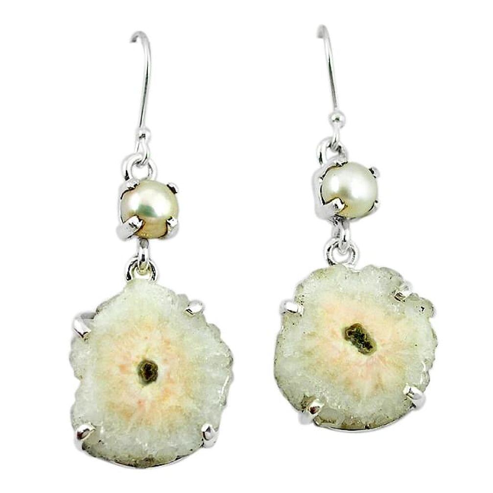 Clearance-Natural white solar eye pearl 925 silver dangle earrings jewelry k77286