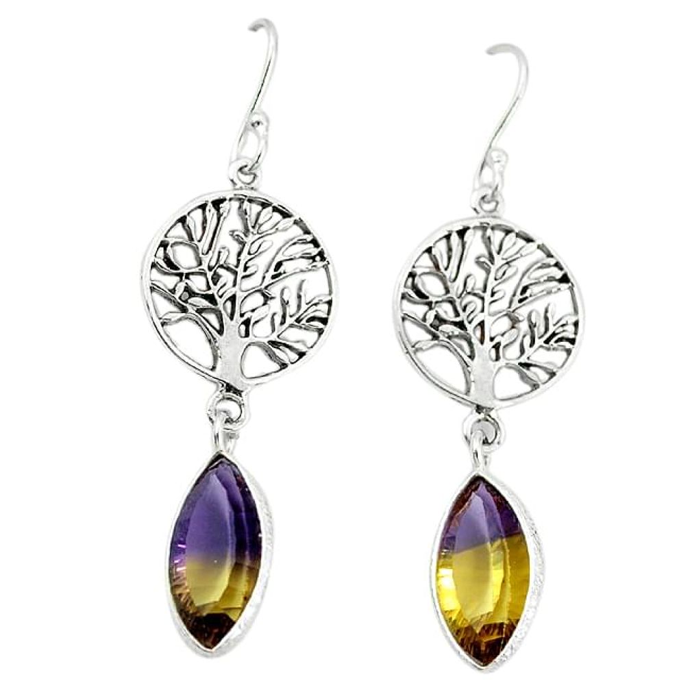 Multi color ametrine (lab) 925 silver tree of life earrings jewelry k80071