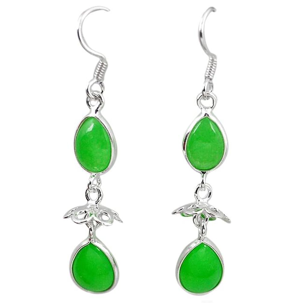 Green jade 925 sterling silver dangle earrings jewelry k80858