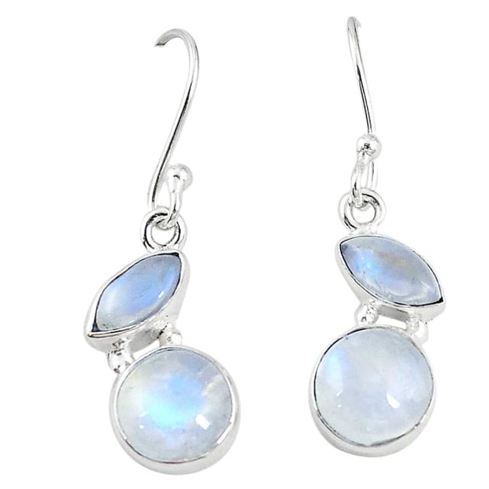 Clearance-Natural rainbow moonstone 925 sterling silver dangle earrings jewelry k83574