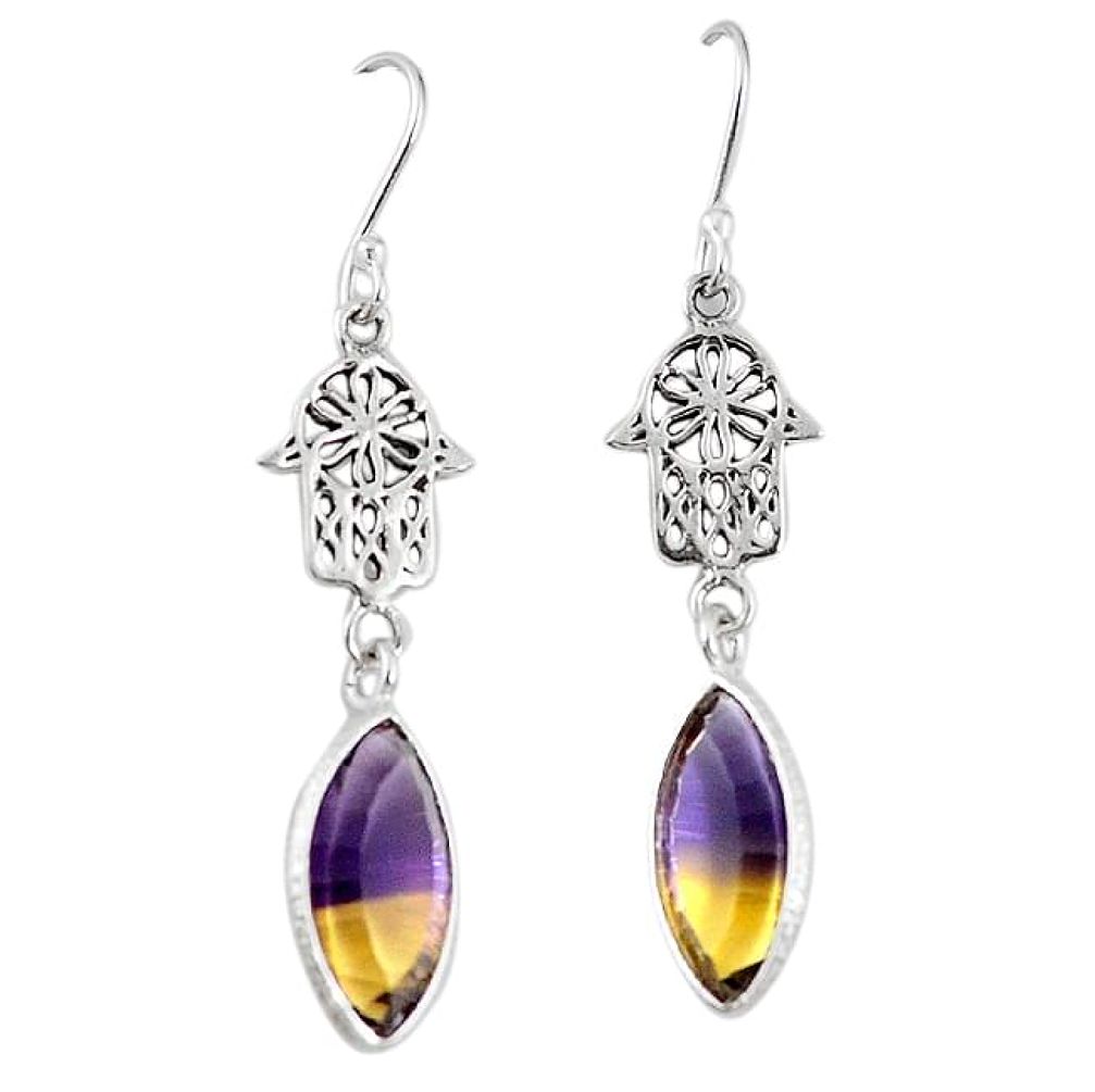 Clearance-Multi color ametrine (lab) 925 silver hand of god hamsa earrings k83712