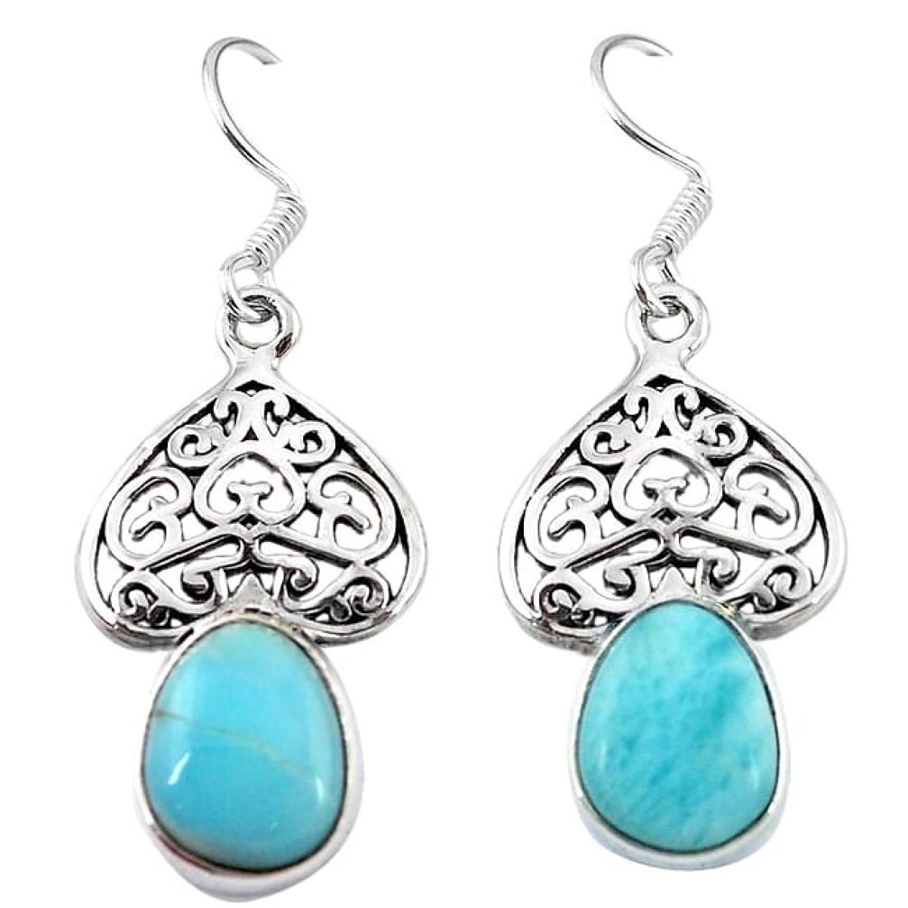 925 sterling silver natural blue larimar heart love earrings jewelry k86056