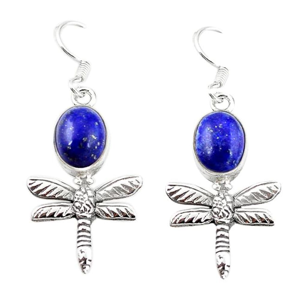 Natural blue lapis lazuli 925 sterling silver dragonfly earrings k86107
